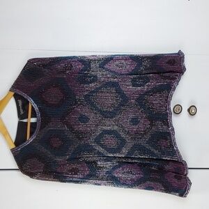 Carolyne Barton Purple Heavily Beaded Geometric Vintage Dressy Blouse Sz.L